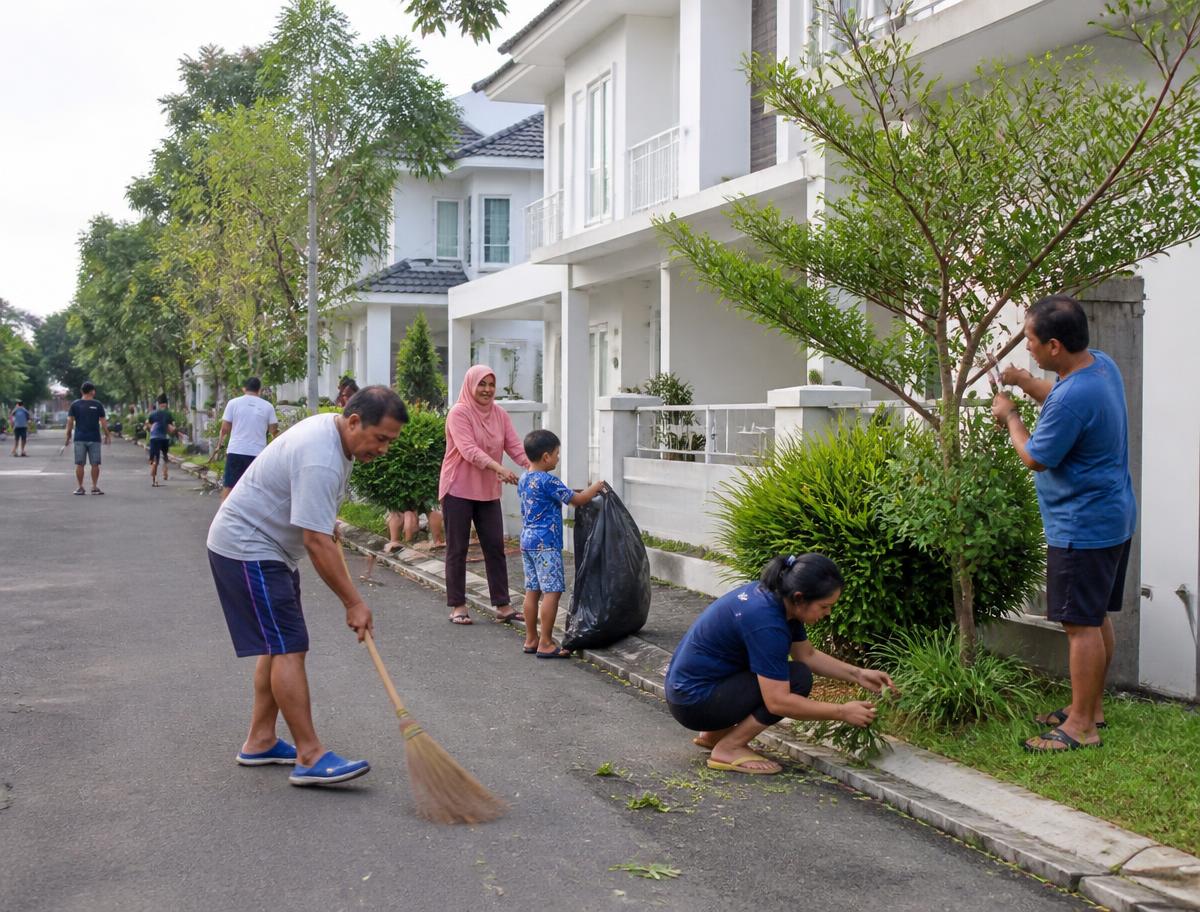 Warga Bukit Mampang Residence berkumpul di area lingkungan